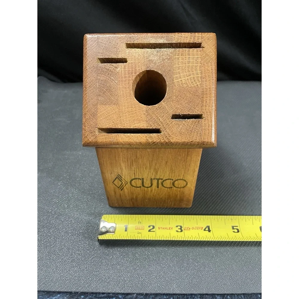 Cutco Knife Block‎ 4 Knife Slots 1 Steel Slot Solid Oak Wood Storage Countertop